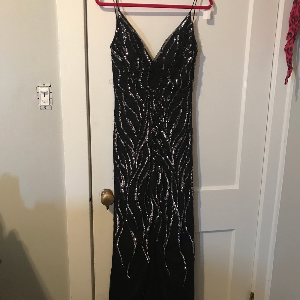 Black embroidered gown